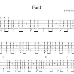 Strum Guitar Tablature for "Faith" by Stevie Wonder (feat. Ariana Grande).