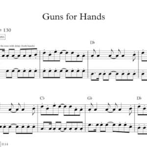 Keyboard Sheet Music for "Guns for Hands" by Twenty One Pilots.