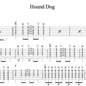 Strum Guitar Tablature for "Hound Dog" by Elvis Presley 