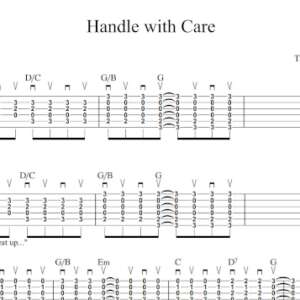 Strum Guitar Tablature for "Handle with Care" by The Traveling Wilburys.