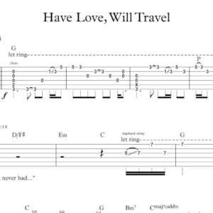 Lead Guitar Tablature for "Have Love, Will Travel" by Tom Petty & The Heartbreakers.