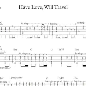 Rhythm Guitar Tablature for "Have Love, Will Travel" by Tom Petty & The Heartbreakers.