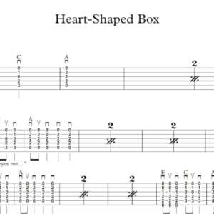 Strum Guitar Tablature for "Heart-Shaped Box" by Nirvana.