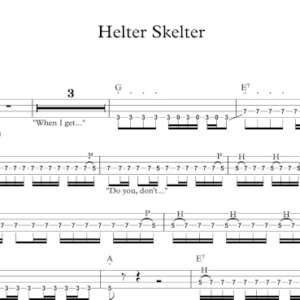 Bass Guitar Tablature for "Helter Skelter" by The Beatles.