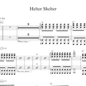 Keyboard Sheet Music for "Helter Skelter" by The Beatles.