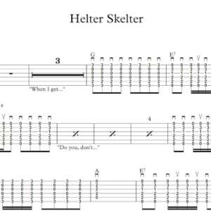 Strum Guitar Tablature for "Helter Skelter" by The Beatles.