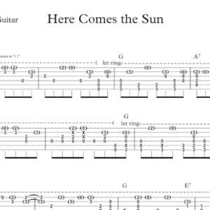 Lead Guitar Tablature for "Here Comes the Sun" by The Beatles.