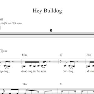 Melody Sheet Music for "Hey Bulldog" by The Beatles.