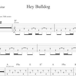 Lead Guitar Tablature for "Hey Bulldog" by The Beatles.