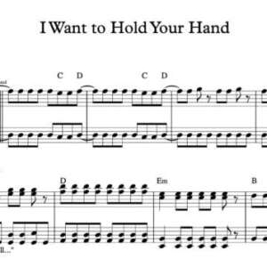 Keyboard Sheet Music for "I Want to Hold Your Hand " by The Beatles