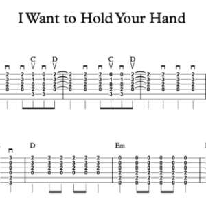 Strum Guitar Tablature for "I Want to Hold Your Hand " by The Beatles