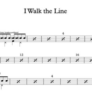 Drum Sheet Music for "I Walk the Line"by Johnny Cash