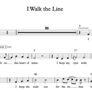 Melody Sheet Music for "I Walk the Line"by Johnny Cash