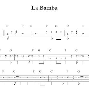 Bass Guitar Tablature for "La Bamba" by Ritchie Valens.