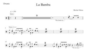 Drum Sheet Music for "La Bamba" by Ritchie Valens.