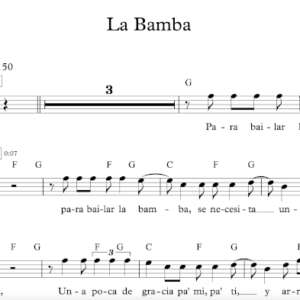 Melody Sheet Music for "La Bamba" by Ritchie Valens.