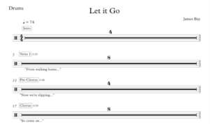 Drum Sheet Music for "Let It Go" by James Bay.