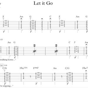 Strum Guitar Tablature for "Let It Go" by James Bay.