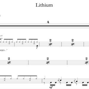 Drum Sheet Music for "Lithium" by Nirvana.