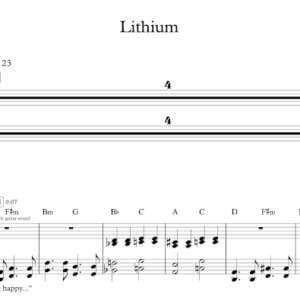 Keyboard Sheet Music for "Lithium" by Nirvana.