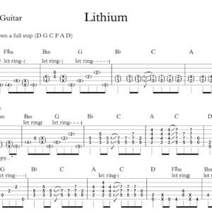 Lead Guitar Tablature for "Lithium" by Nirvana.