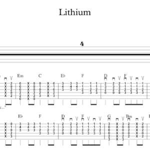 Strum Guitar Tablature for "Lithium" by Nirvana.