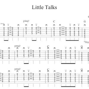 Rhythm Guitar Tablature for "Little Talks" by Of Monsters and Men.