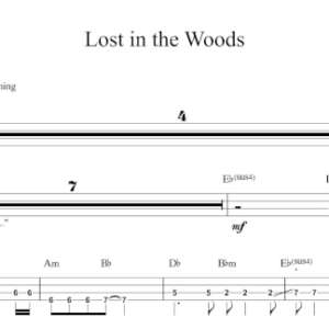 Bass Guitar Tablature for "Lost in the Woods" by Weezer.