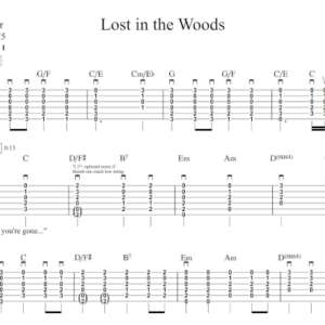Strum Guitar Tablature for "Lost in the Woods" by Weezer.