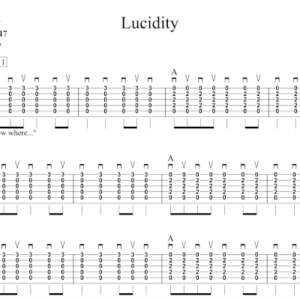 Strum Guitar Tablature for "Lucidity" by Tame Impala.