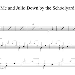 Drum Sheet Music for "Me and Julio Down by the Schoolyard" by Paul Simon.