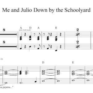 Keyboard Sheet Music for "Me and Julio Down by the Schoolyard" by Paul Simon.