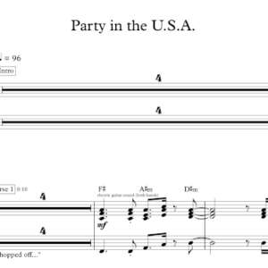 Keyboard Sheet Music for "Party in the U.S.A." by Miley Cyrus.