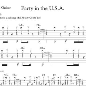 Lead Guitar Tablature for "Party in the U.S.A." by Miley Cyrus.