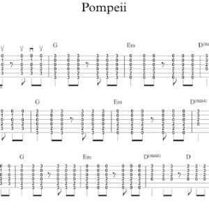 Strum Guitar Tablature for "Pompeii" by Bastille.