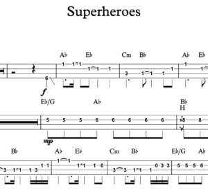 Bass Guitar Tablature for "Superheros" by The Script