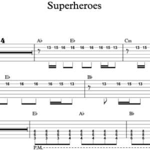 Lead Guitar Tablature for "Superheros" by The Script