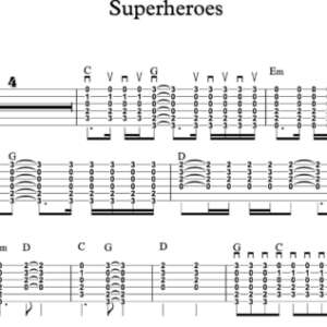 Strum Guitar Tablature for "Superheros" by The Script