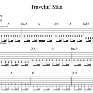 Rhythm Guitar Tablature for "Travelin' Man" by Bob Seger