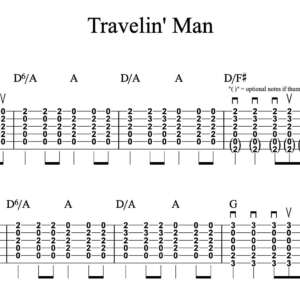 Strum Guitar Tablature for "Travelin' Man" by Bob Seger