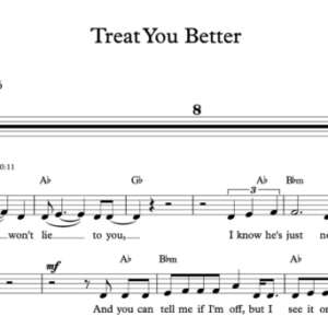 Melody Sheet Music for "Treat You Better" by Shawn Mendes