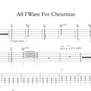 Rhythm Guitar Tablature for "All I Want For Christmas" by Mariah Carey.