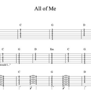 Strum Guitar Tablature for "All of Me" by John Legend