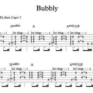 Lead Guitar Tablature for "Bubbly" by Colbie Caillat 