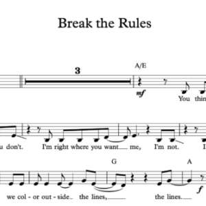 Melody Sheet Music for "Break the Rules" by Butterfly Boucher