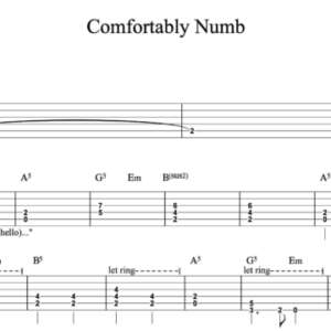 Lead Guitar Tablature for "Comfortably Numb" by Pink Floyd