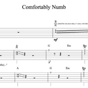 Rhythm Guitar Tablature for "Comfortably Numb" by Pink Floyd