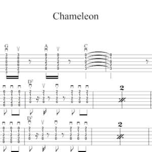 Strum Guitar Tablature for "Chameleon" by Maynard Ferguson.