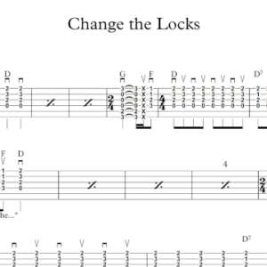 Strum Guitar Tablature for "Change the Locks" by Tom Petty & The Heartbreakers.