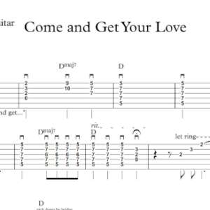 Lead Guitar Tablature for "Come and Get Your Love" by Redbone.